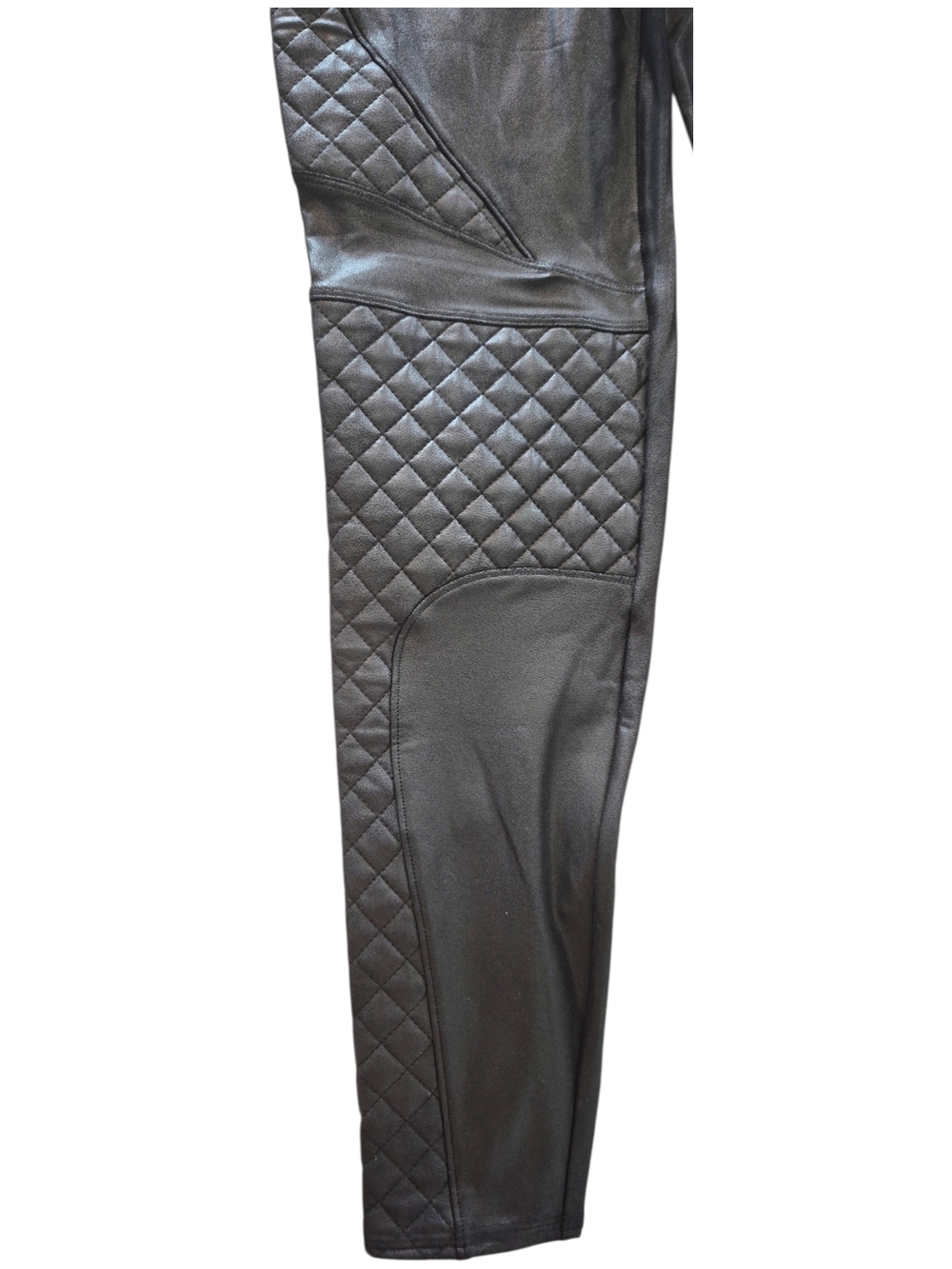 SPANX Quilted Faux Leather Leggings - Black Sz L - Picture 8 of 12